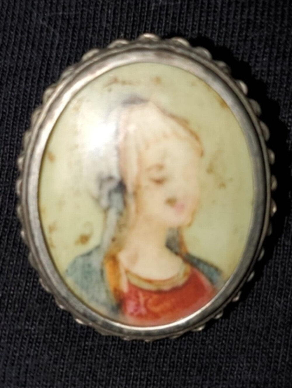 Antique 800 Silver Miniature Portrait Brooch Pendant - Picture 2 of 10